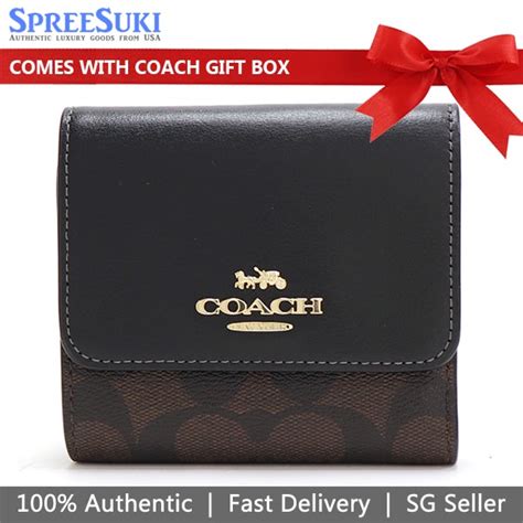 Coach Wallet In Gift Box Small Wallet Small Trifold Wallet In Blocked ...