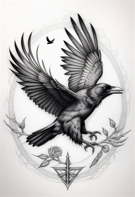 Crow Flying Tattoo Art Concept | Stable Diffusion Online