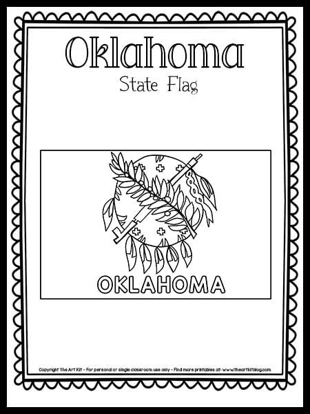 Oklahoma State Flag Coloring Page {FREE Printable!} - The Art Kit