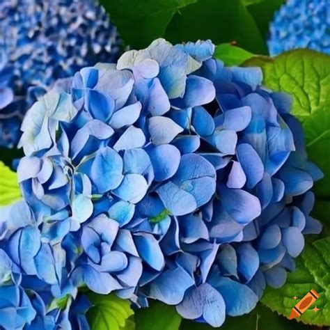 Blue hydrangeas in full bloom on Craiyon