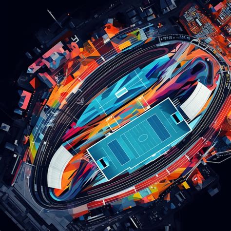 Premium AI Image | Stylized TopDown View of Track and Field Stadium ...