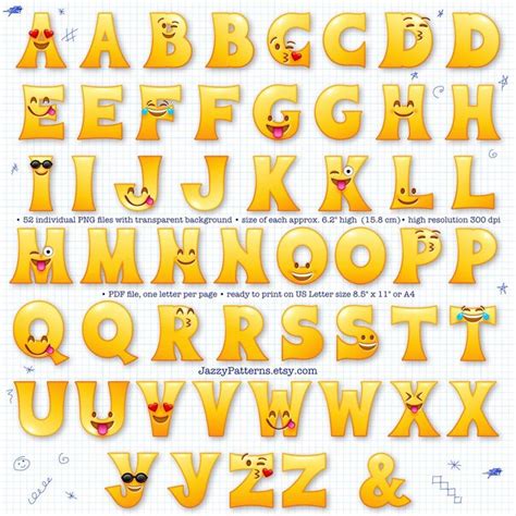 Printable Emoji Alphabet Letters Clipart for Party Banner - Etsy ...