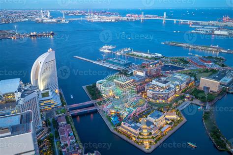 Aerial view of Yokohama port in Japan at night 2780115 Stock Photo at ...