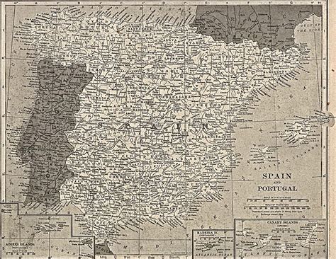 Portugal and Spain Map 1917