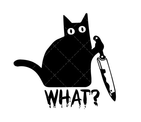 Cat SVG, What Cat SVG, PNG, PDF, Halloween SVG, Cat Knife SVG