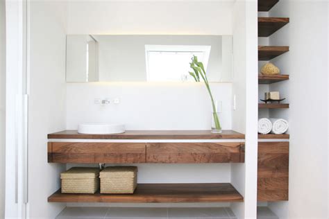 20 Glorious Bathrooms with Wooden Shelves | Home Design Lover