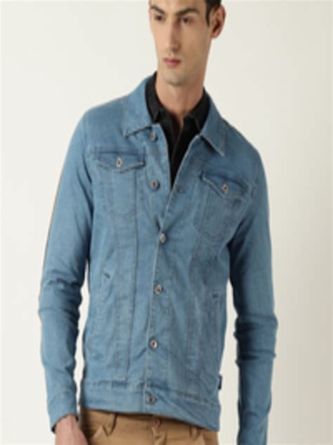 Buy Blue Saint Men Blue Solid Denim Jacket - Jackets for Men 8392869 | Myntra