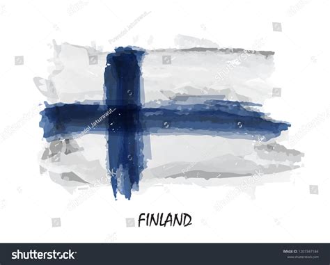 Realistic Watercolor Painting Flag Finland Vector Stock Vector (Royalty ...