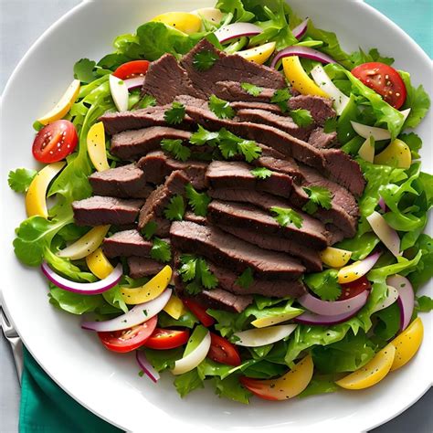 Premium Photo | Sliced beef salad generative art by ai