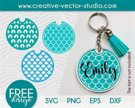 Free Mermaid Scale SVG Keychain Pattern | Creative Vector Studio