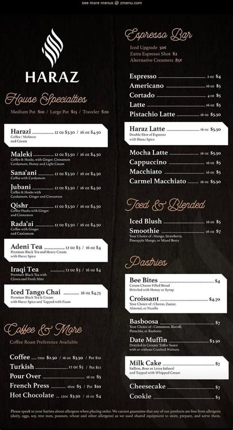 Online Menu of Haraz Coffee House Restaurant, Dearborn, Michigan, 48126 ...