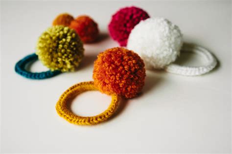 a bit of sunshine: make something monday :: crocheted pom pom hair ties