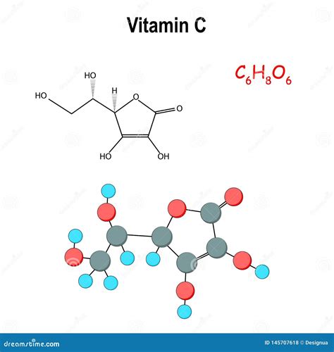 Vitamin C. Model of the Molecule Stock Vector - Illustration of organic, atomic: 145707618