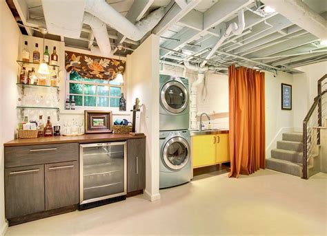 12 Finishing Touches for Your Unfinished Basement | Basement laundry ...