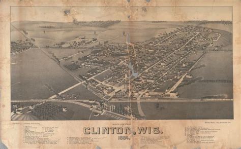 Bird's-Eye View of Clinton | Map or Atlas | Wisconsin Historical Society