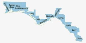 A Map Showing The Coastal Counties In The Northwest - Rural Florida Panhandle Transparent PNG ...