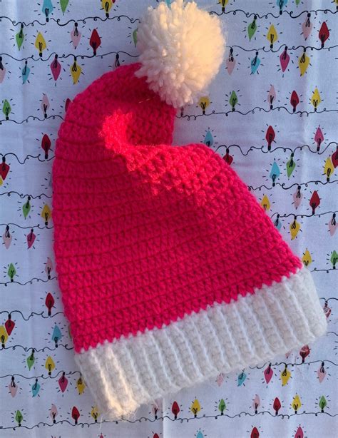 Santa Hat Slouchy Hot Pink Holiday Hat - Etsy