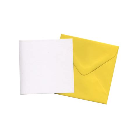 100mm Square White Card Blanks With Yellow Envelopes (Pack of 5)