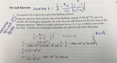 Solved Use equation (6) to derive the units of the Rydberg | Chegg.com