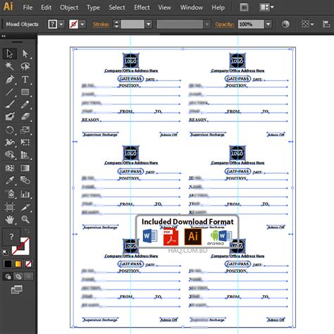 Gate Pass Design Format Editable In Ms Word Pdf Adobe Illustrator | Hot ...