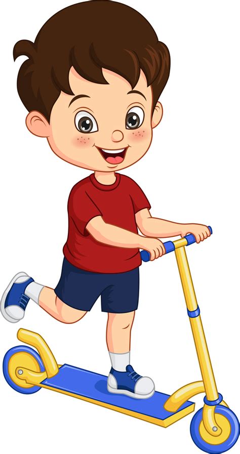 Cartoon little boy riding a scooter 5112623 Vector Art at Vecteezy