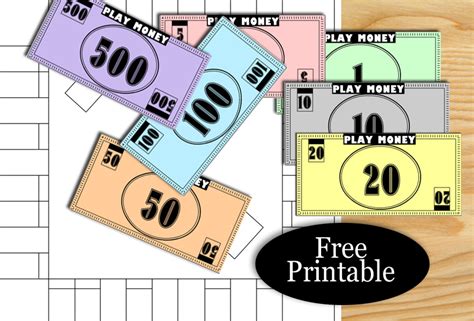 Free Printable Monopoly Like Board template and Play Money