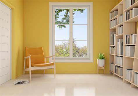 Free Photo | Armchair in yellow living room for mockup