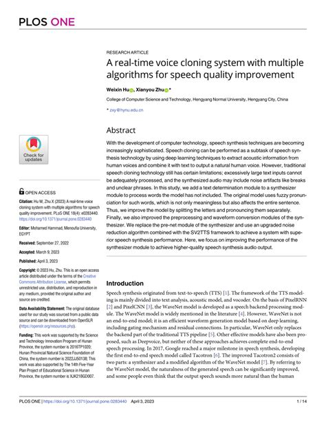 (PDF) A real-time voice cloning system with multiple algorithms for ...