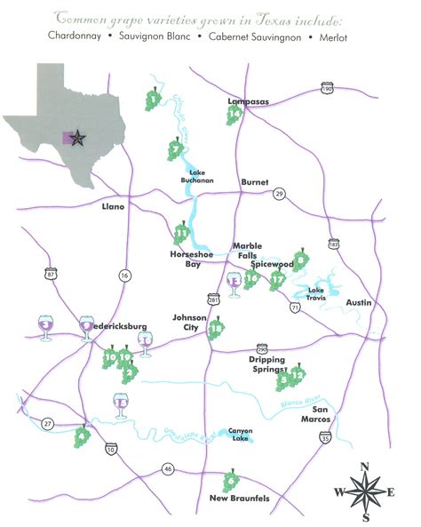 Texas Hill Country Vineyards & Wineries - Texas Winery Map - Printable Maps