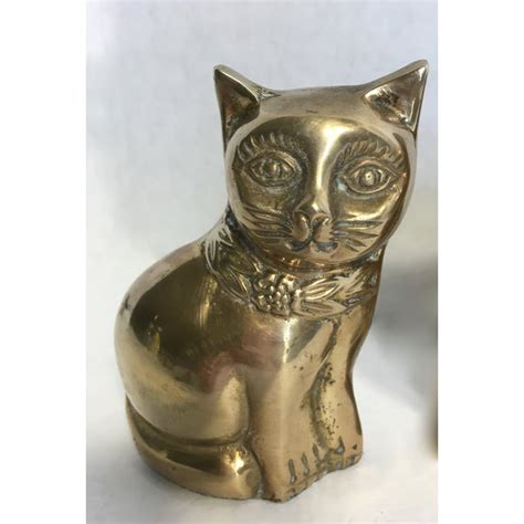 Mid-Century Brass Cat Bookends - A Pair | Chairish