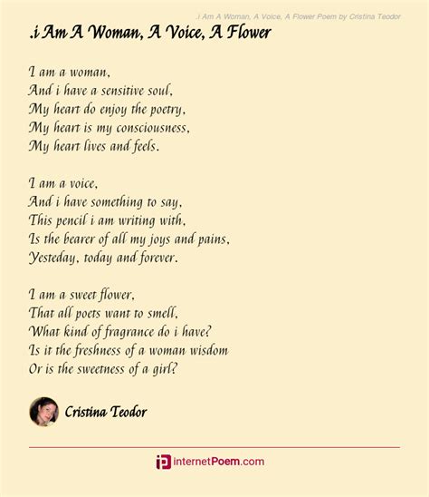 .i Am A Woman, A Voice, A Flower Poem by Cristina Teodor