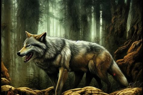 Premium Photo | Digital painting illustration of a wolf