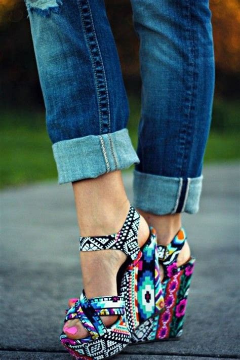 Colorful geometric print wedges | Fashion City | Heels, Crazy shoes ...