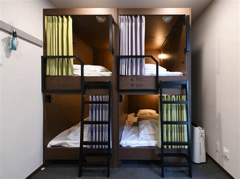 Stylish Japanese Capsule Bunk Beds at Hostel GRIDS KYOTO