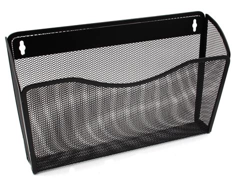 Ybm Home Single Pocket Office Mesh Wall Mount Hanging File Holder Organizer Vertical Rack Black ...