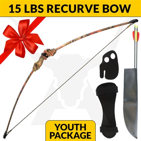 NEW 15 LBS YOUTH LONGBOW CAMO ARCHERY APEX HUNTING RECURVE BOW