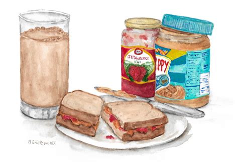 Sandwich – Peanut Butter & Jelly Sandwich – Recipe Paintings by Brenda ...