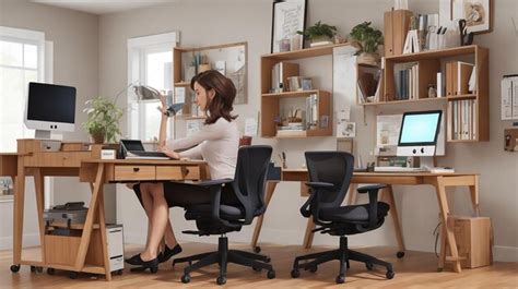 Premium AI Image | A home office with a floating ergonomic desk