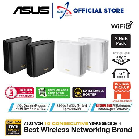 ASUS ZenWiFi XT8 Mesh WiFi 6 AX6600 Tri-Band AiMesh Whole Home WiFi ...