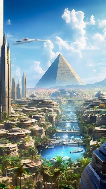 Premium AI Image | A futuristic colorful city in ancient egypt huge futuristic cyber temple city ...