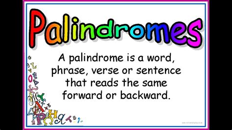 EXPLANATION OF PALINDROME WORDS | Palindromes | Learn English - YouTube