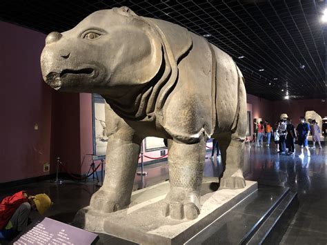 Colossal stone rhino from the tomb of Emperor Gaozu. China, Tang dynasty, around 635 AD ...