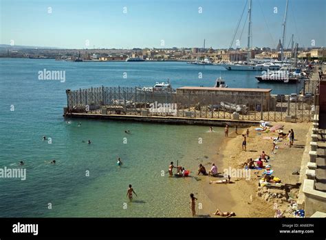 Beach Ortygia Island Siracusa Sicily Italy Stock Photo - Alamy