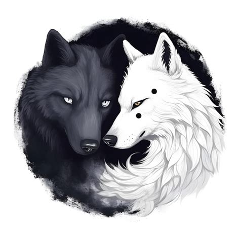 Premium AI Image | A white wolf and a white wolf are next to each other.