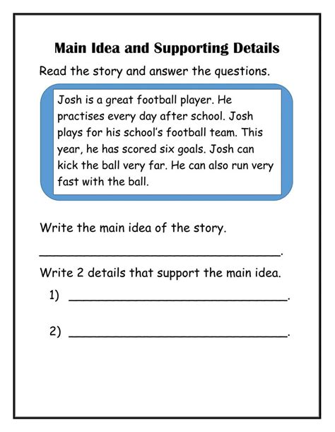 Identifying The Main Idea Worksheets