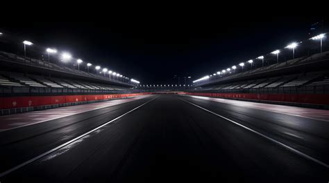 mpty racing track with illuminated lights in night, Empty racing track ...