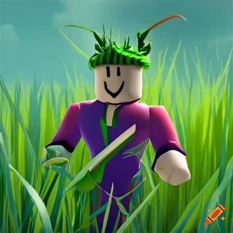 Roblox character hiding in tall grass on Craiyon