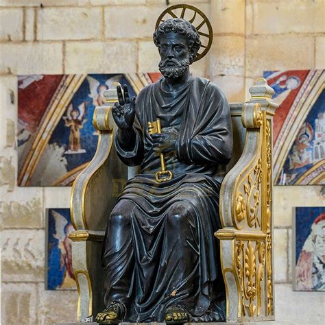 Life-size seated Christian religious statue St. Peter's Church statue