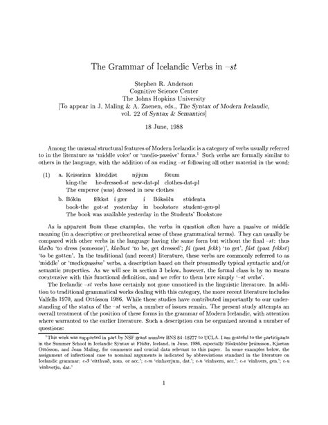 (PDF) The Grammar of Icelandic verbs in-st