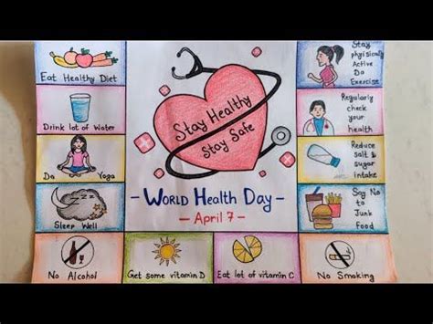 World Health Day Drawing/Easy Stay Healthy Stay Safe Poster/Health is Wealth Drawing for ...